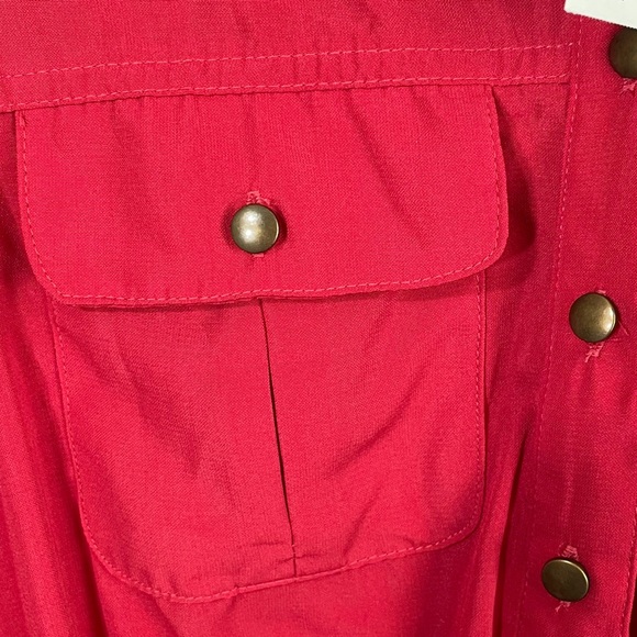Bebop Red Size Small Shirt Style Adjustable Sleeve Elastic Waist Light Dress NWT - Picture 8 of 10